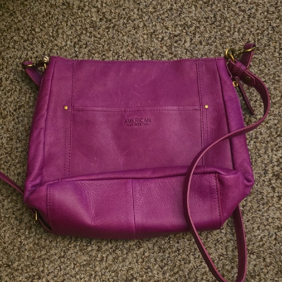 American Leather Co. Handbags - American Leather Company  Leather Crossbody Bag In Mulberry
